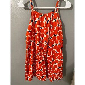 Hanna Andersson Sleeveless Button Front Oranges Dress Size 12 Cotton Summer NEW